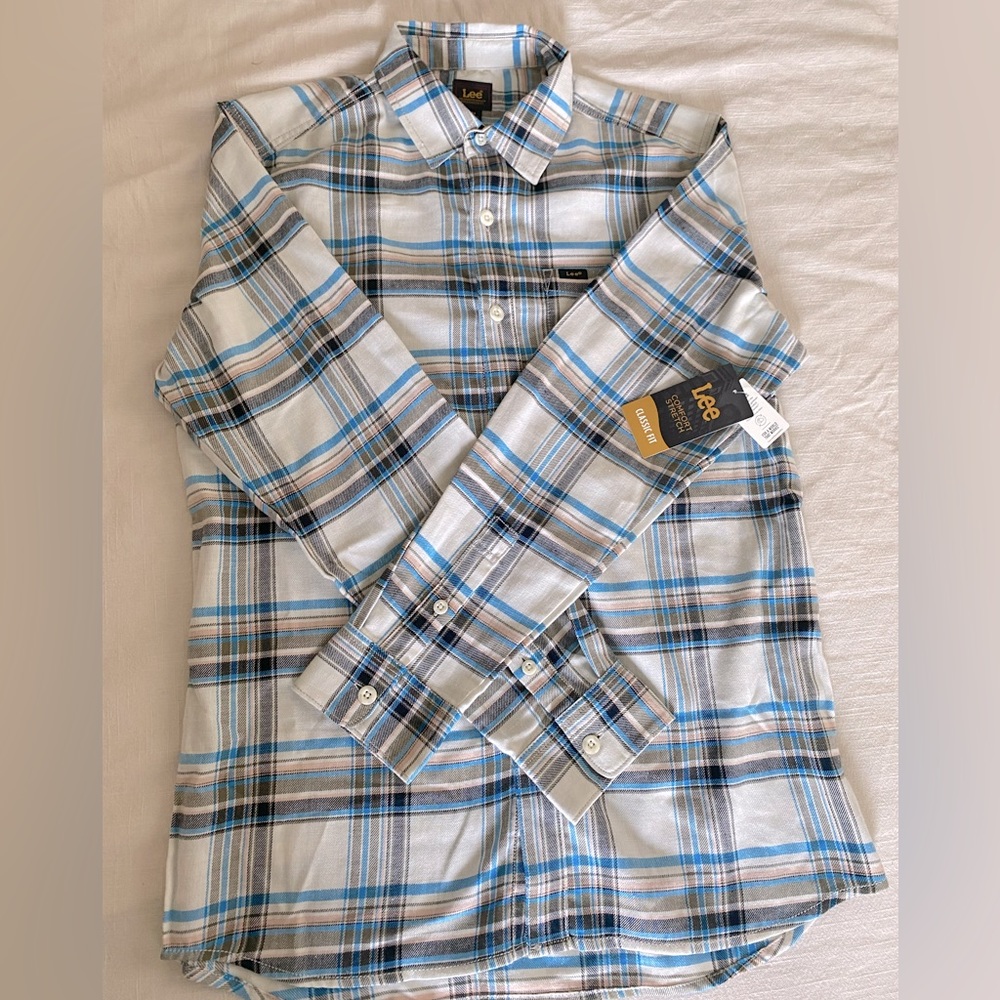 MEN'S ALL PURPOSE CLASSIC STRETCH BUTTON DOWN SHIRT IN WHITE SMOKE PLAID